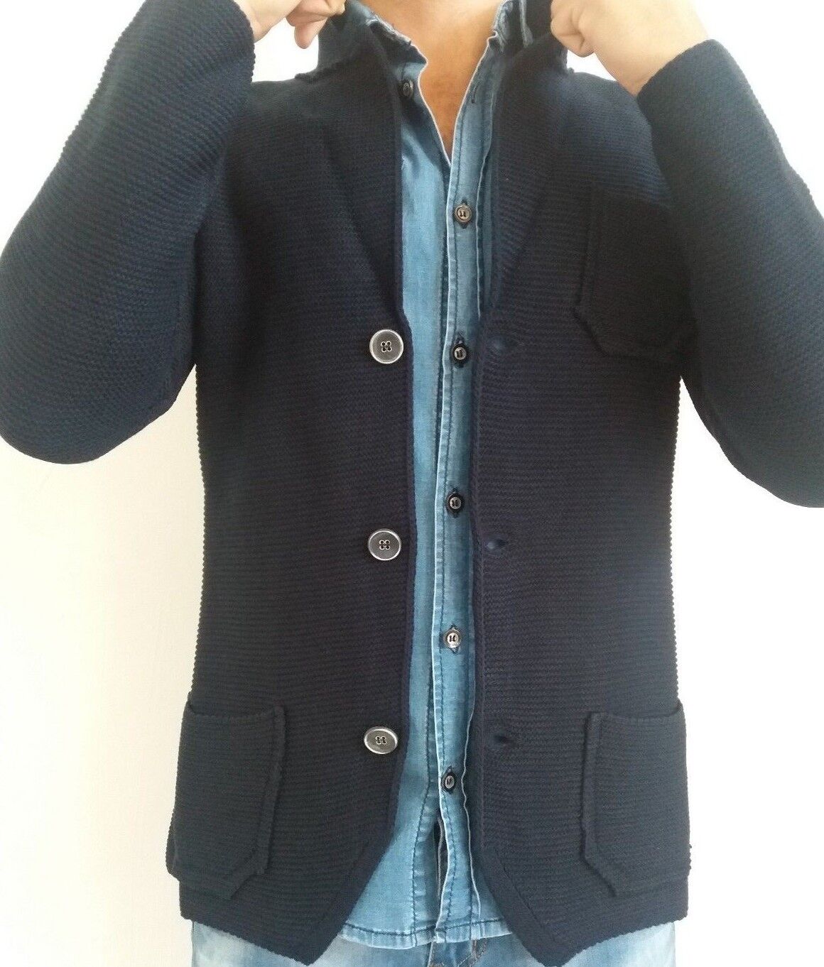 CARDIGAN UOMO MISTO LANA  SLIM 100% MADE IN ITALY - Pasqualejimmy