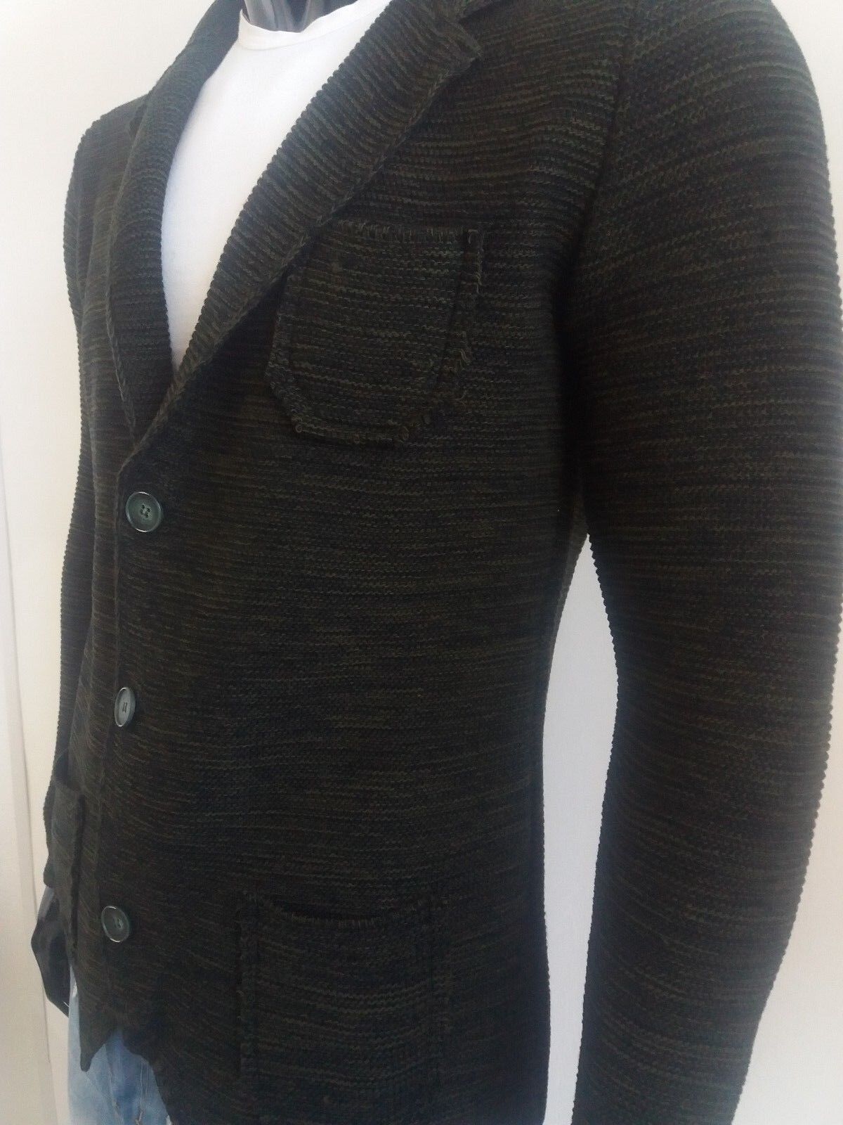 CARDIGAN UOMO LAVORATO A MAGLIA  MISTO LANA SLIM 100% MADE IN ITALY - Pasqualejimmy