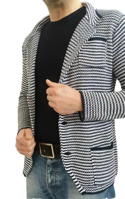 CARDIGAN UOMO COTONE LAVORATO A MAGLIA  SLIM 100% MADE IN ITALY - Pasqualejimmy