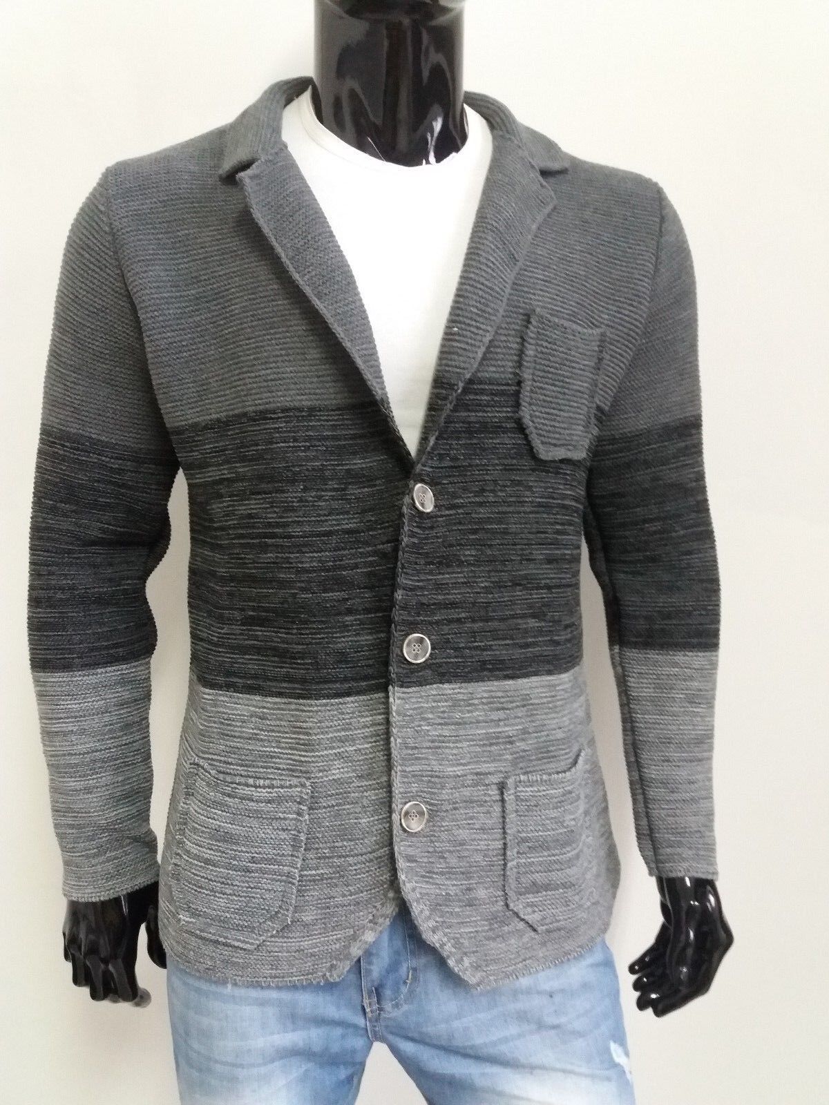 CARDIGAN UOMO MISTO LANA LAVORATO A MAGLIA  SLIM 100% MADE IN ITALY - Pasqualejimmy