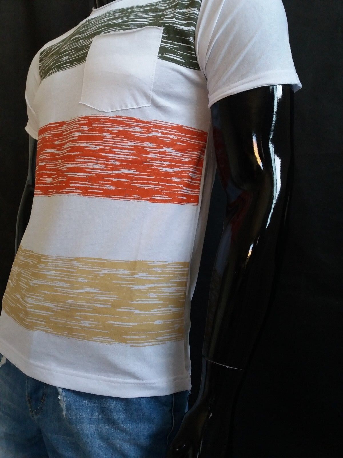 T-SHIRT UOMO CON FASCE GIROCOLLO MANICA CORTA MAGLIA 100% COTONE MADE IN ITALY - Pasqualejimmy