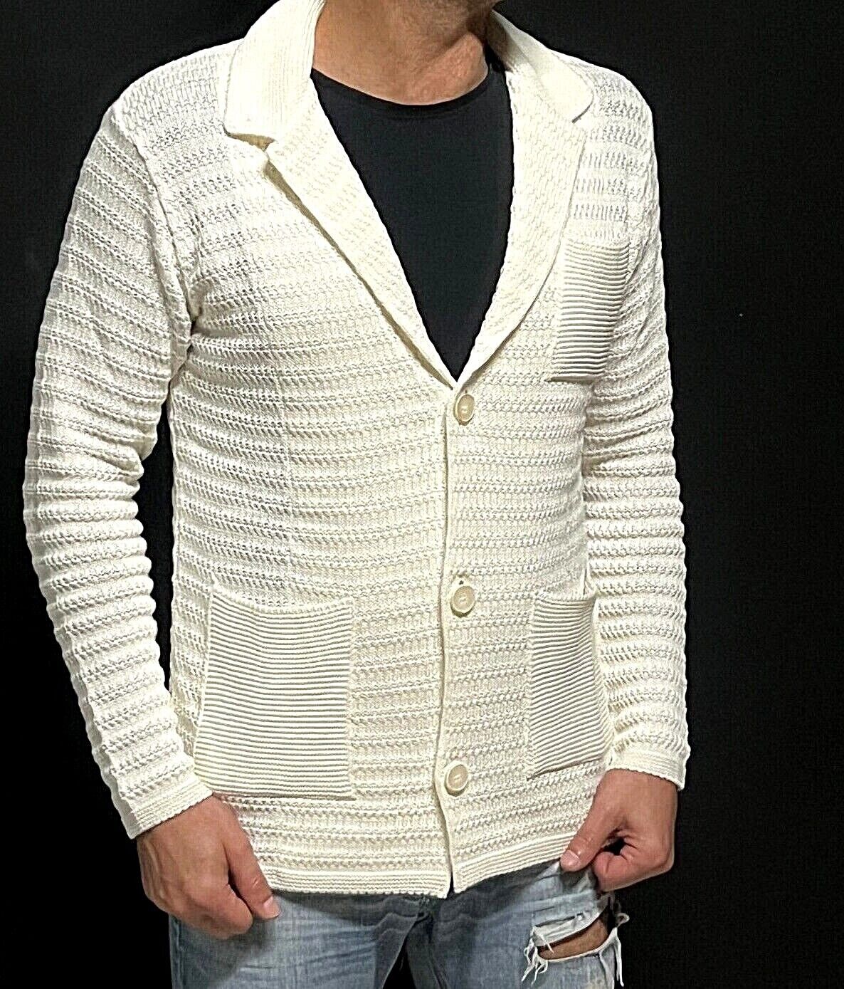 CARDIGAN UOMO COTONE LAVORATA A MAGLIA SLIM 100% MADE IN ITALY - Pasqualejimmy