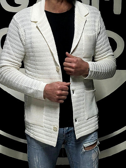 CARDIGAN UOMO COTONE LAVORATA A MAGLIA SLIM 100% MADE IN ITALY - Pasqualejimmy