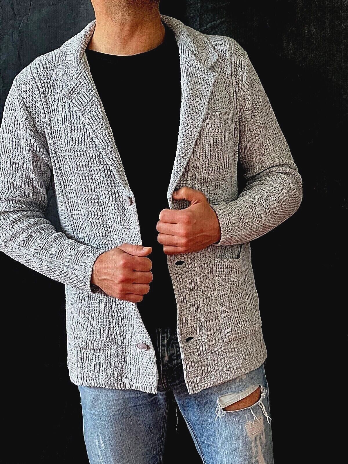 CARDIGAN UOMO COTONE DOPPIO PETTO SARTORIALE  100% MADE IN ITALY - Pasqualejimmy