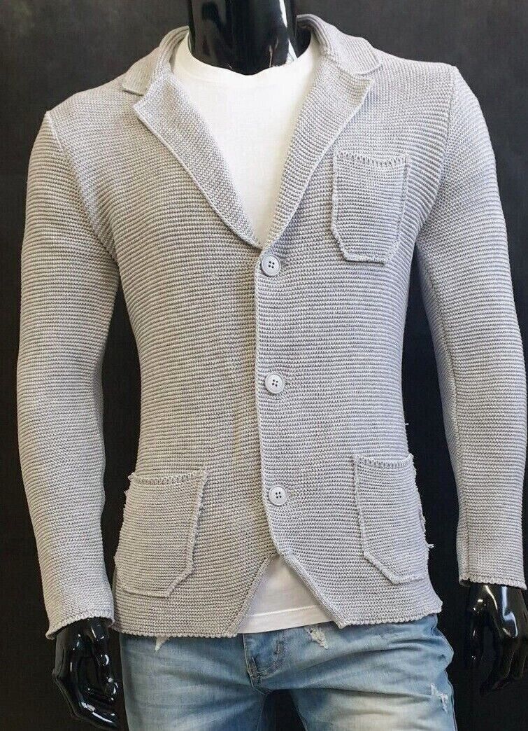 CARDIGAN UOMO COTONE LAVORATO A MAGLIA SLIM 100% MADE IN ITALY - Pasqualejimmy