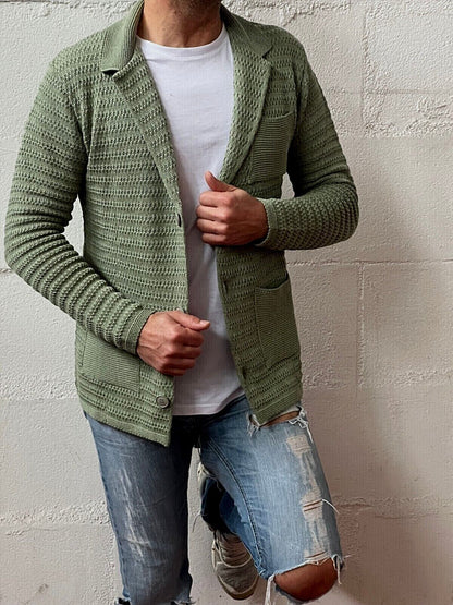 CARDIGAN UOMO COTONE LAVORATA A MAGLIA SLIM 100% MADE IN ITALY - Pasqualejimmy