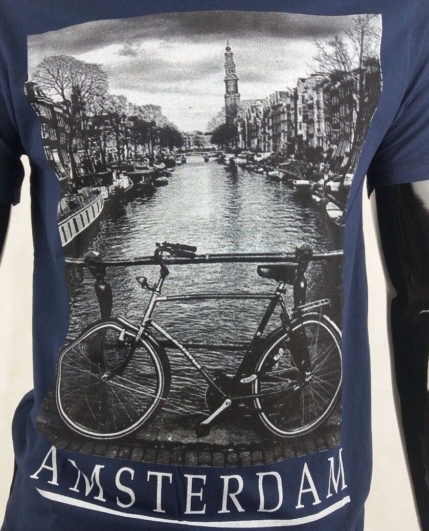 T-SHIRT UOMO STAMPA AMSTERDAM MAGLIETTA MANICA CORTA 100% COTONE MADE IN ITALY - Pasqualejimmy