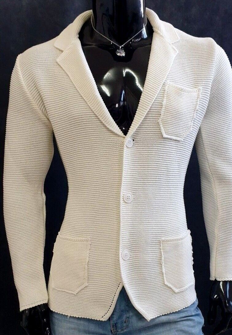 CARDIGAN UOMO COTONE LAVORATO A MAGLIA SLIM 100% MADE IN ITALY - Pasqualejimmy