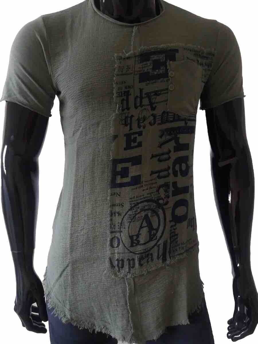 T-SHIRT UOMO MAGLIETTA MANICA CORTA 100% MADE IN ITALY MAGLIA SFILACCIATA - Pasqualejimmy