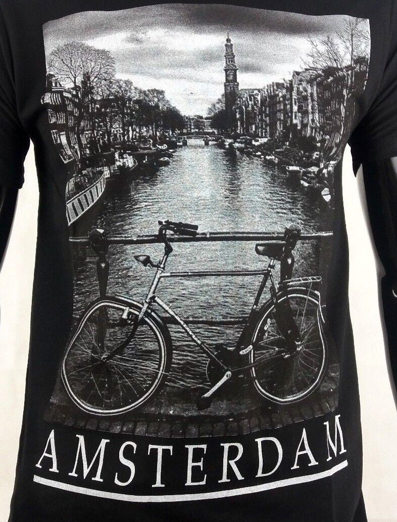 T-SHIRT UOMO STAMPA AMSTERDAM MAGLIETTA MANICA CORTA 100% COTONE MADE IN ITALY - Pasqualejimmy