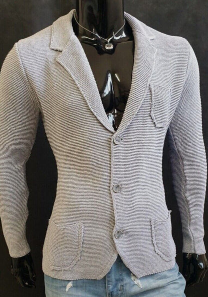 CARDIGAN UOMO COTONE LAVORATO A MAGLIA SLIM 100% MADE IN ITALY - Pasqualejimmy