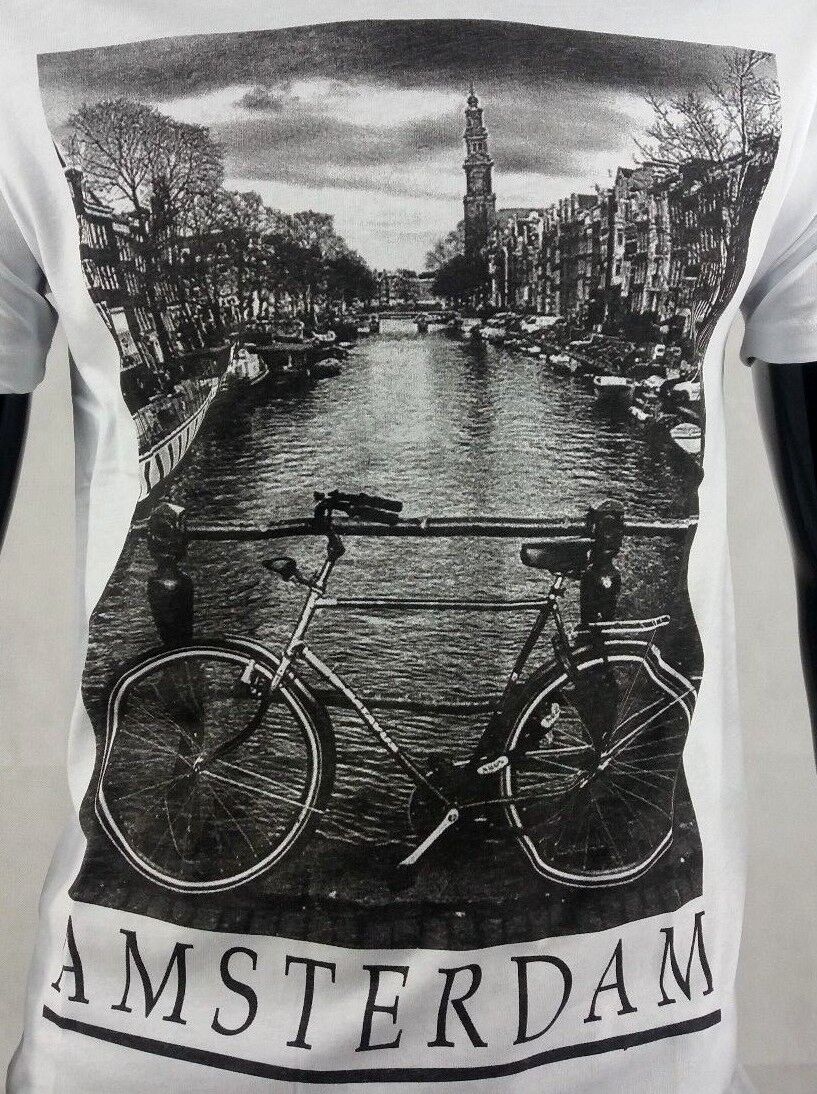 T-SHIRT UOMO STAMPA AMSTERDAM MAGLIETTA MANICA CORTA 100% COTONE MADE IN ITALY - Pasqualejimmy