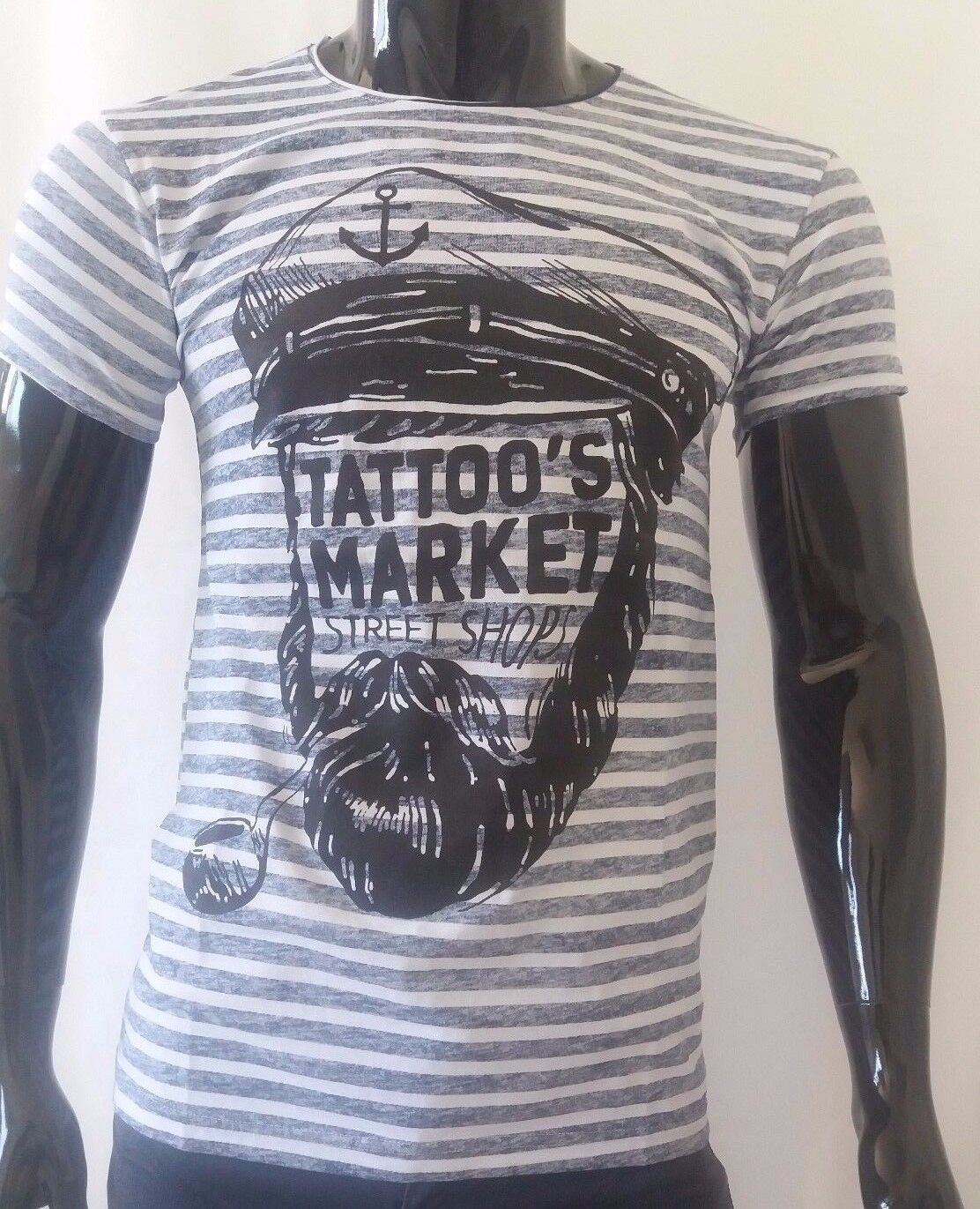 T-SHIRT UOMO MAGLIETTA MANICA CORTA 100% MADE IN ITALY MAGLIA CON STAMPA MARINAIO - Pasqualejimmy