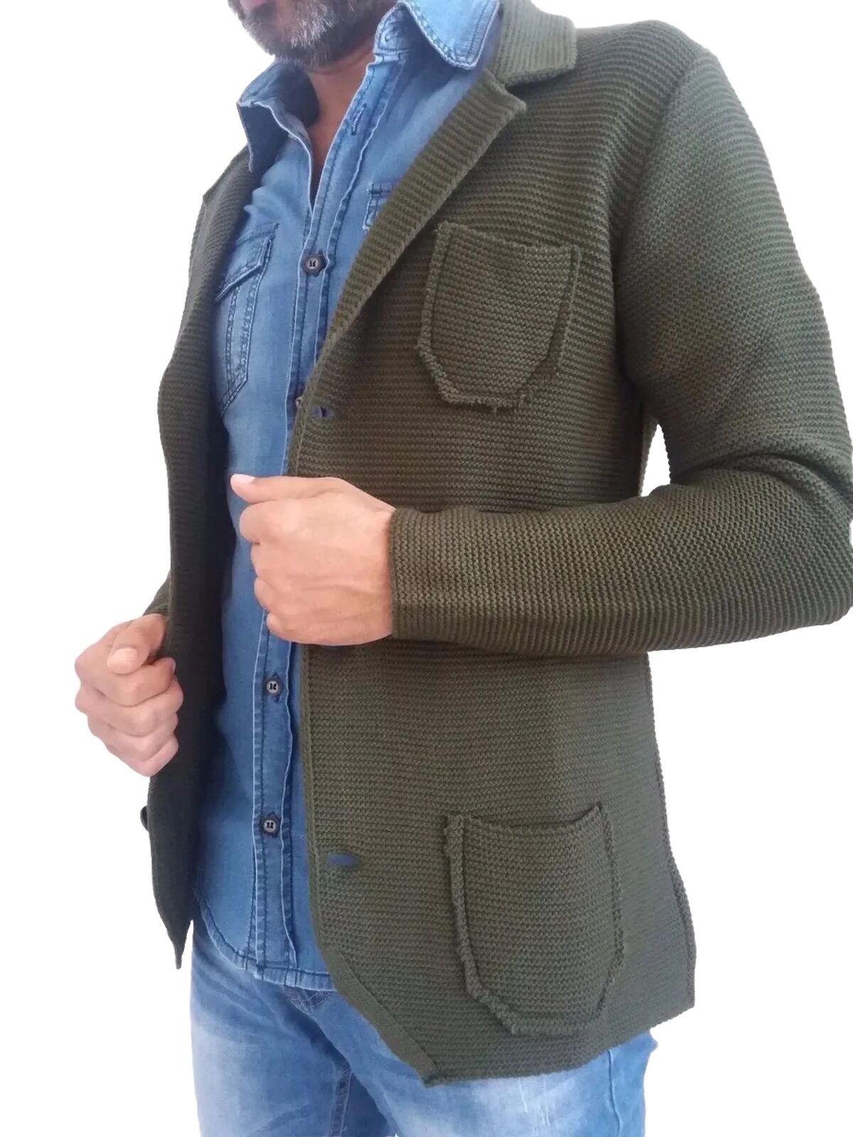 CARDIGAN UOMO MISTO LANA  SLIM 100% MADE IN ITALY - Pasqualejimmy