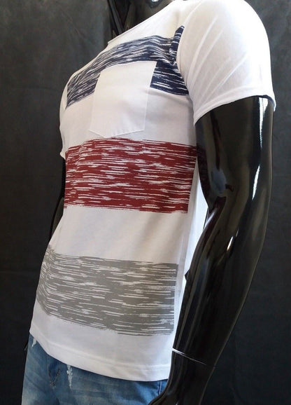 T-SHIRT UOMO CON FASCE GIROCOLLO MANICA CORTA MAGLIA 100% COTONE MADE IN ITALY - Pasqualejimmy