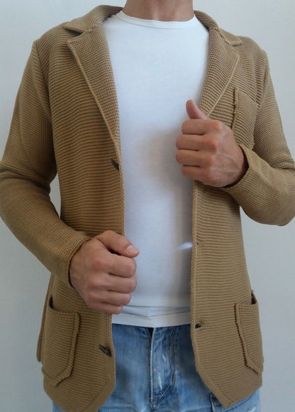 CARDIGAN UOMO MISTO LANA  SLIM 100% MADE IN ITALY - Pasqualejimmy