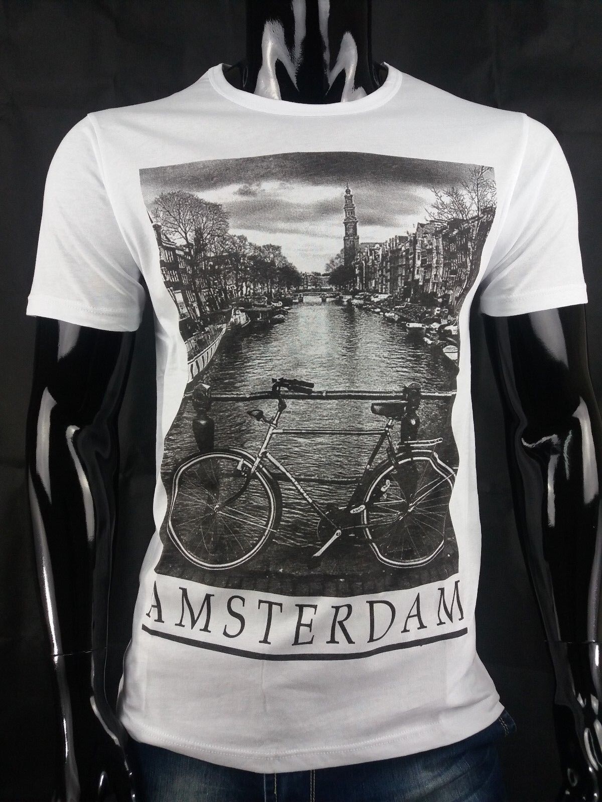 T-SHIRT UOMO STAMPA AMSTERDAM MAGLIETTA MANICA CORTA 100% COTONE MADE IN ITALY - Pasqualejimmy