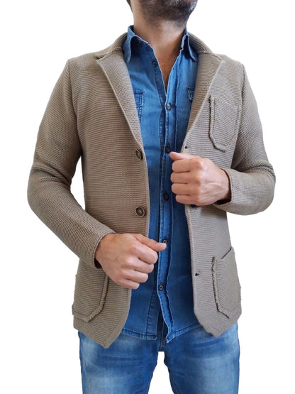 CARDIGAN UOMO MISTO LANA  SLIM 100% MADE IN ITALY - Pasqualejimmy