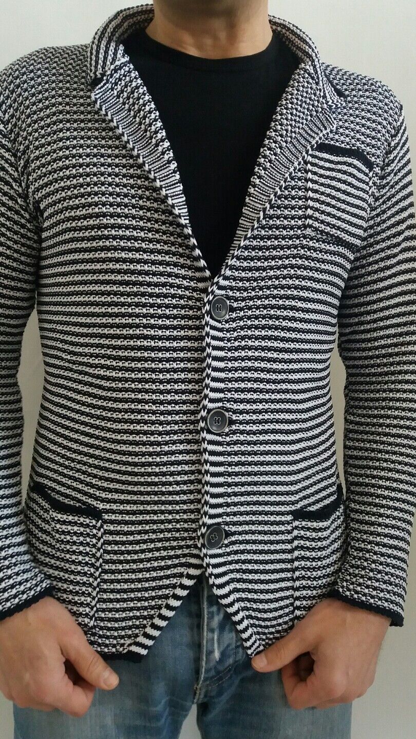 CARDIGAN UOMO COTONE LAVORATO A MAGLIA  SLIM 100% MADE IN ITALY - Pasqualejimmy