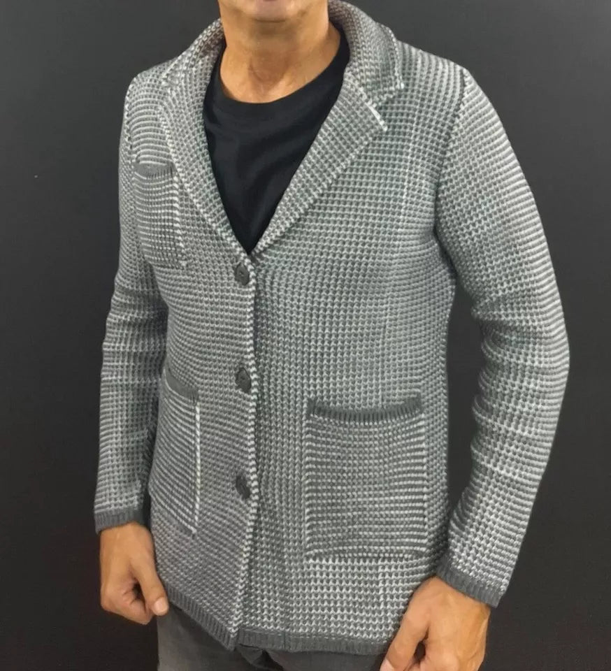 GIACCA UOMO CARDIGAN LANA SARTORIALE DOPPIA MAGLIA INGLESE  100% MADE IN ITALY