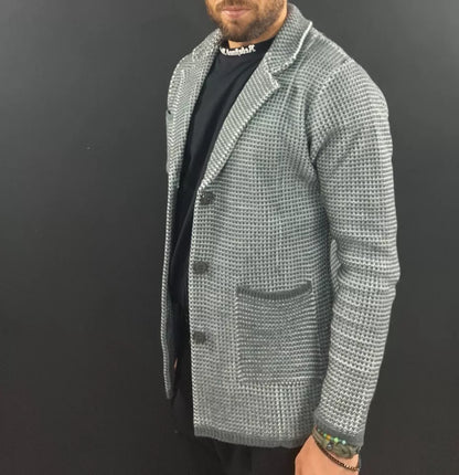 GIACCA UOMO CARDIGAN LANA SARTORIALE DOPPIA MAGLIA INGLESE  100% MADE IN ITALY