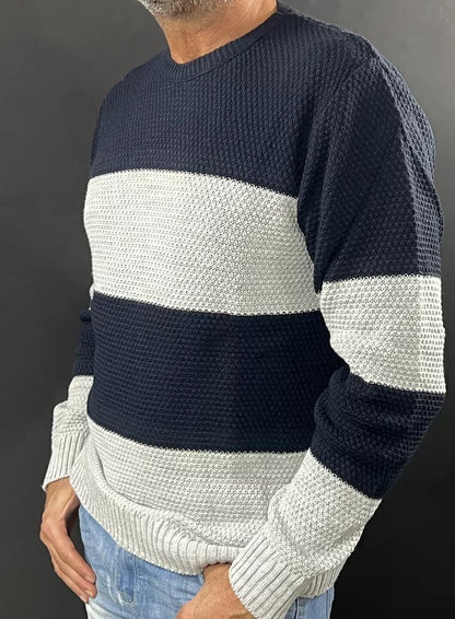 MAGLIA UOMO MAGLIONCINO MANICA LUNGA GIROCOLLO MOTIVO LINKS 100% MADE IN ITALY