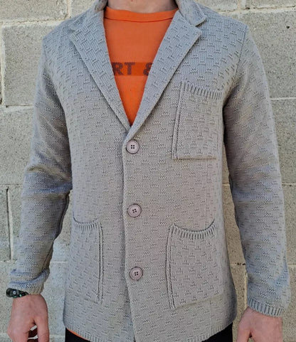 CARDIGAN UOMO GIACCA LANA DOPPIO PETTO SARTORIALE MOTIVO LINKS MADE IN ITALY