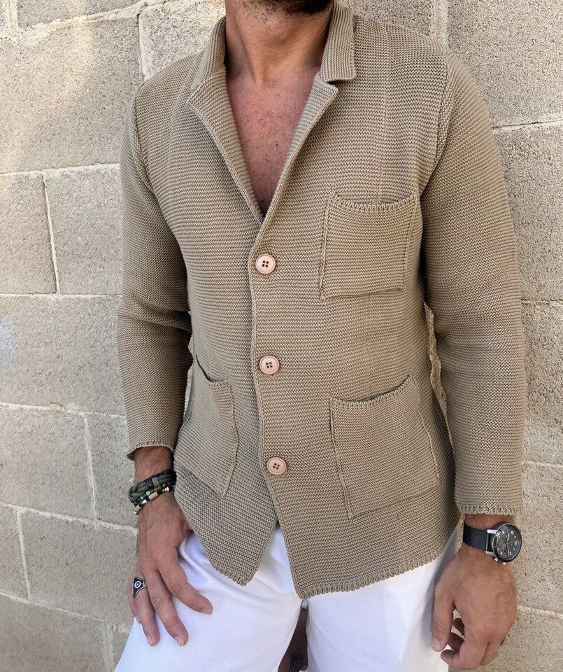 CARDIGAN UOMO 100% COTONE LAVORAZIONE LINKS DOPPIO PETTO SARTORIALE MADE IN ITALY - Pasqualejimmy