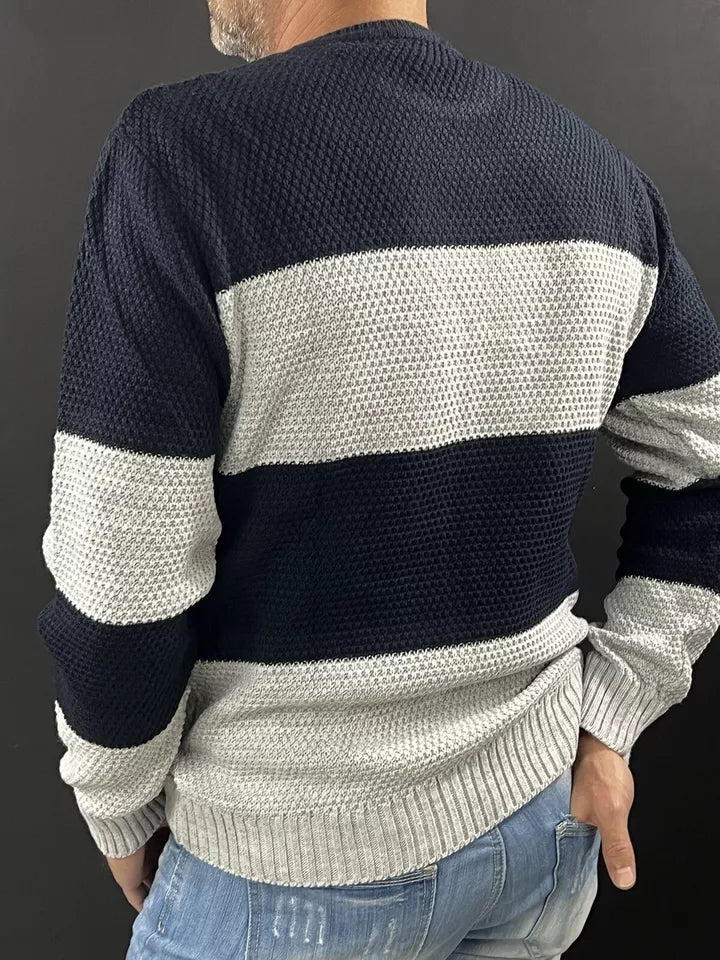 MAGLIA UOMO MAGLIONCINO MANICA LUNGA GIROCOLLO MOTIVO LINKS 100% MADE IN ITALY