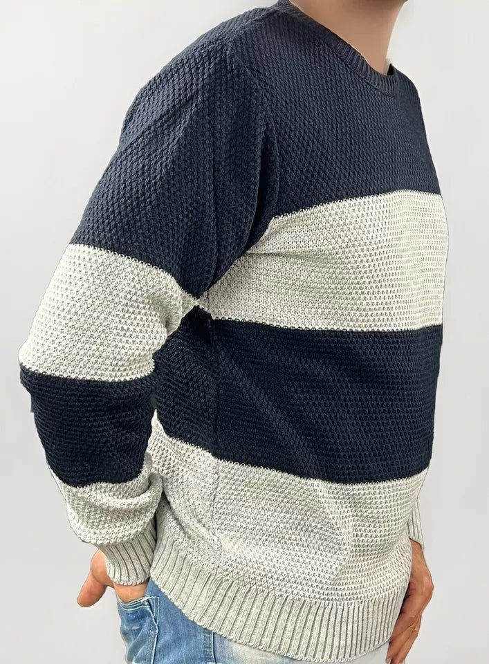 MAGLIA UOMO MAGLIONCINO MANICA LUNGA GIROCOLLO MOTIVO LINKS 100% MADE IN ITALY