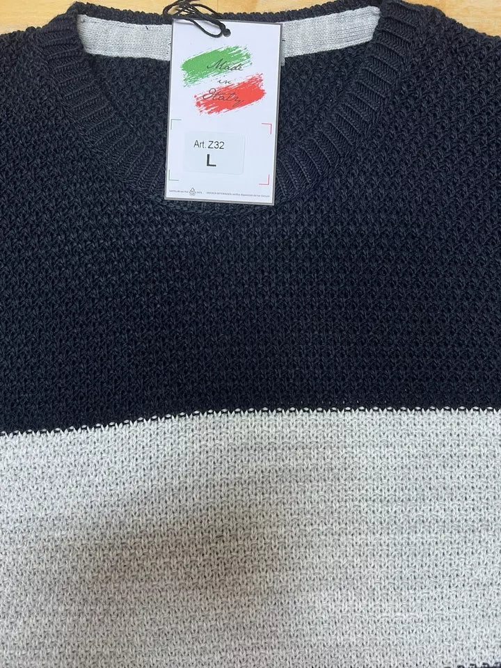 MAGLIA UOMO MAGLIONCINO MANICA LUNGA GIROCOLLO MOTIVO LINKS 100% MADE IN ITALY