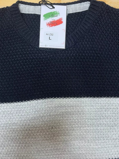 MAGLIA UOMO MAGLIONCINO MANICA LUNGA GIROCOLLO MOTIVO LINKS 100% MADE IN ITALY