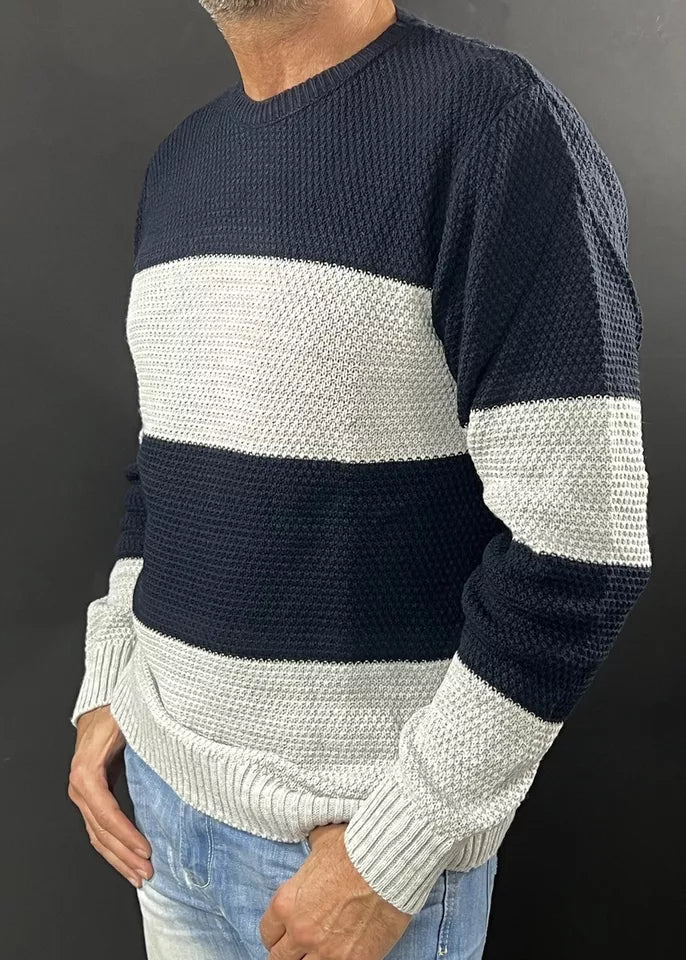 MAGLIA UOMO MAGLIONCINO MANICA LUNGA GIROCOLLO MOTIVO LINKS 100% MADE IN ITALY