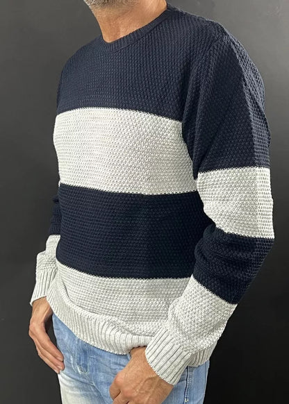 MAGLIA UOMO MAGLIONCINO MANICA LUNGA GIROCOLLO MOTIVO LINKS 100% MADE IN ITALY