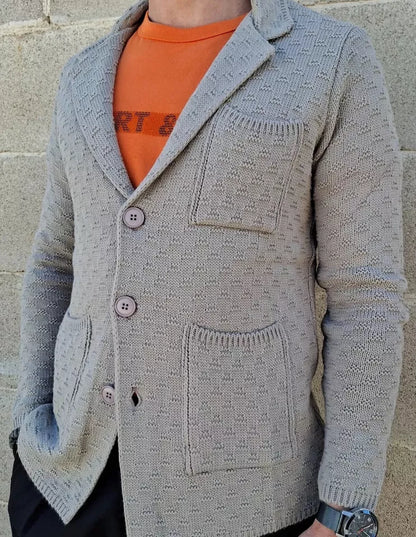 CARDIGAN UOMO GIACCA LANA DOPPIO PETTO SARTORIALE MOTIVO LINKS MADE IN ITALY