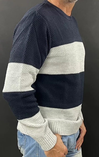 MAGLIA UOMO MAGLIONCINO MANICA LUNGA GIROCOLLO MOTIVO LINKS 100% MADE IN ITALY