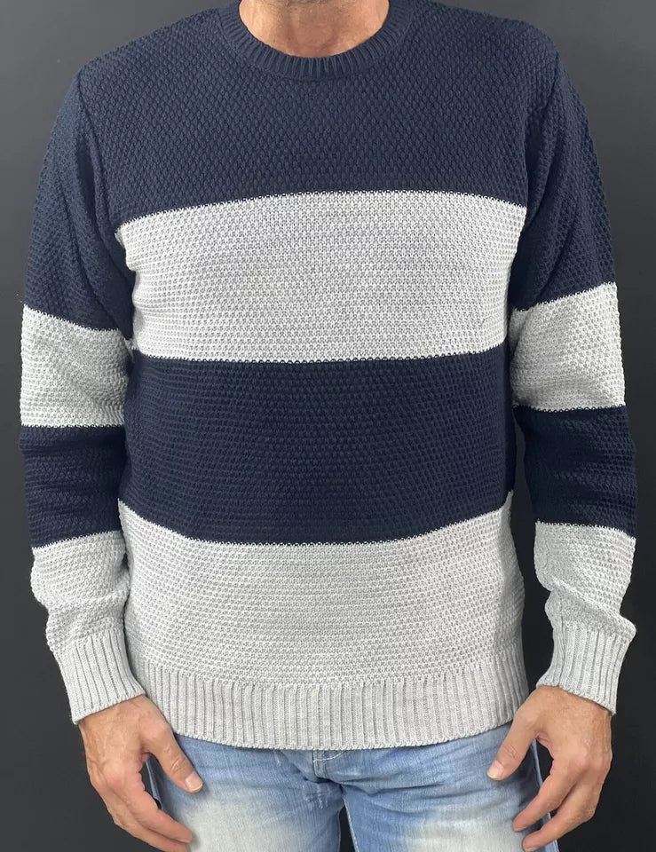 MAGLIA UOMO MAGLIONCINO MANICA LUNGA GIROCOLLO MOTIVO LINKS 100% MADE IN ITALY